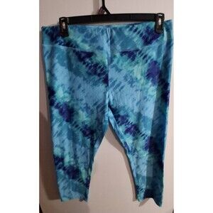 NWT Time & Tru Blue Tie Dye Pull-on Capri Leggings Sz XXL